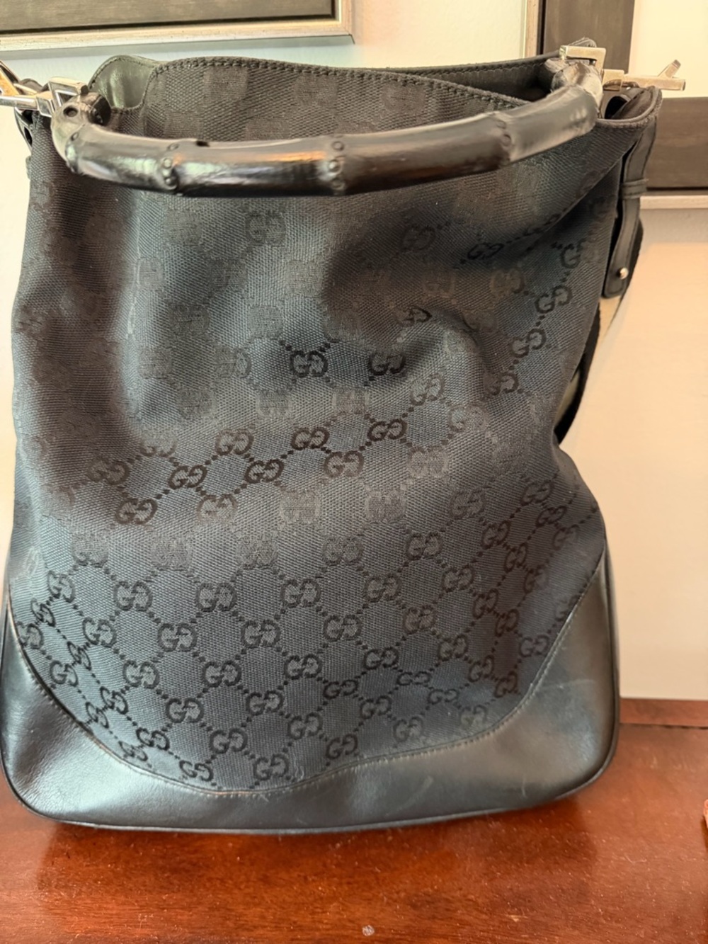 Gucci Black Monogram Hobo Shoulder Bag - Picture 4 of 7